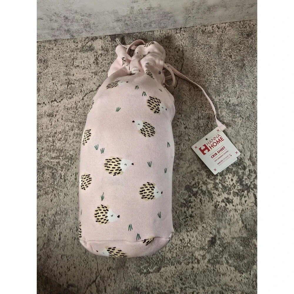 NEW Pink Hedgehog Crib Sheet HANNA ANDERSSON HOME OEKO-TEX cotton 53